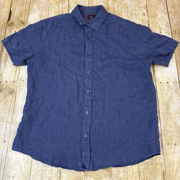Untuckit Linen Short Sleeve Shirt Slim Fit Wrinkle Resistent Mens Size XL - Picture 1 of 10